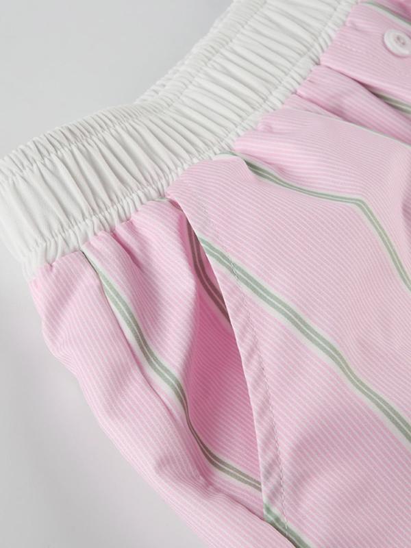 Women's Striped Print Pocket Shorts, Casual Comfy Breathable Shorts for Daily Wear, Ladies Bottoms for All Seasons
